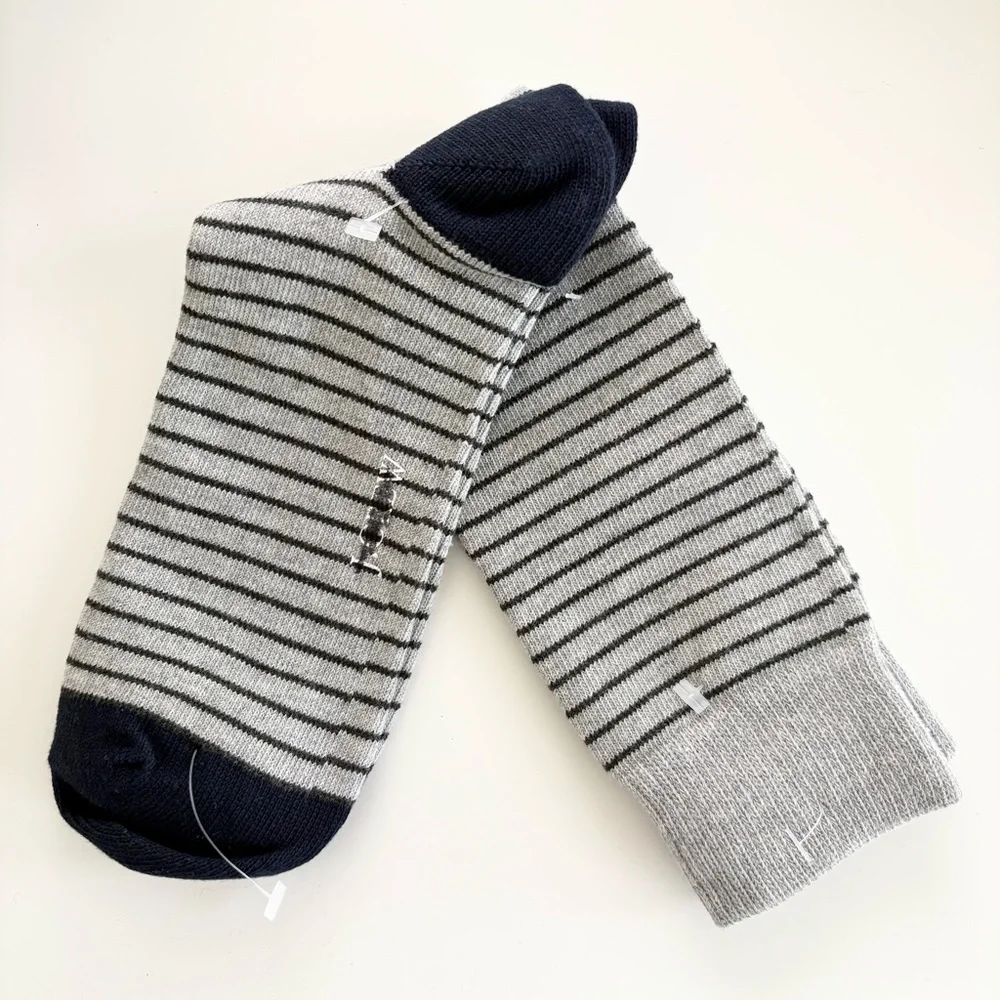 J. Crew Tipped Microstripe Socks Gray Navy Microstripe